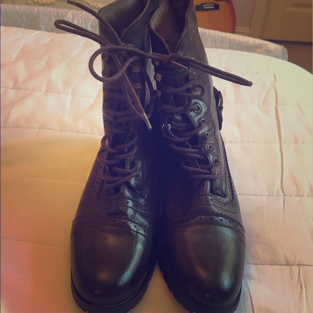 Brown lace up boots
